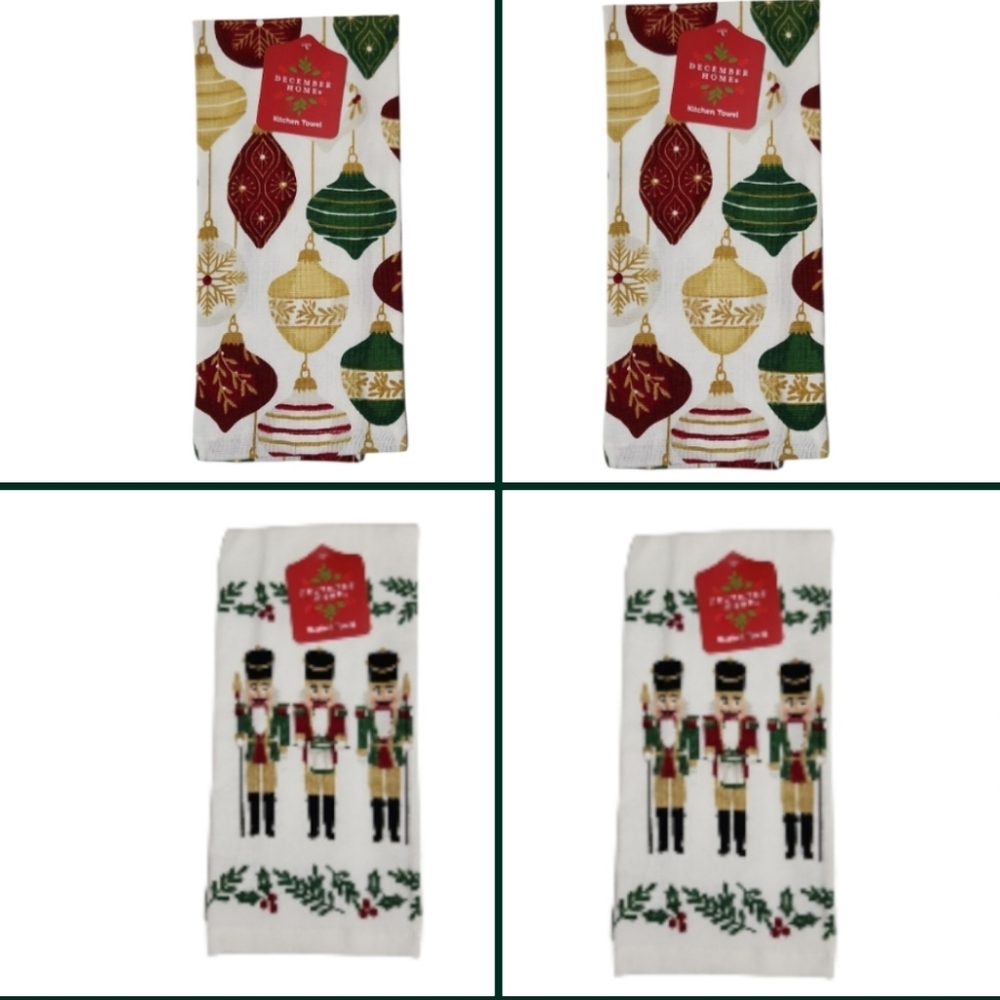Lot Of 4 December Home Christmas Holiday Kitchen Towels